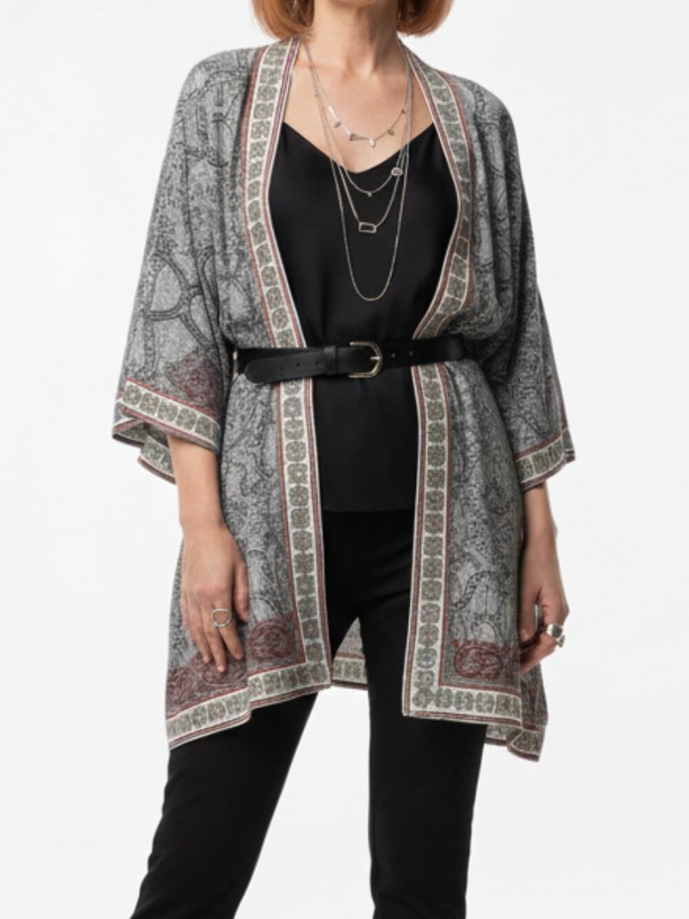MAXX STUDIO 1X Plus Paisley Kimono Boho